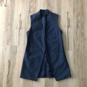 Willow & Thread Open Front Elegant Blue Sleeveless Vest